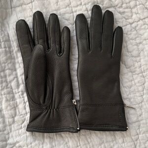 HESTRA Charlene Deerskin Leather Gloves in Black 6